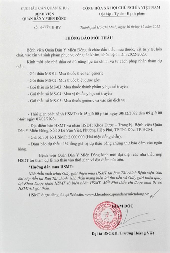 Thông báo mời thầu